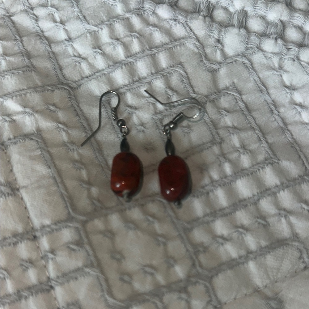 Elegant Red Stone Drop Earrings